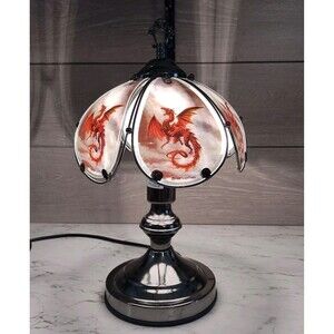 Ok Lighting Fantasy Red Dragon Panel Lamp 3 Way Sensor Touch 14.25" Gothic Vntg